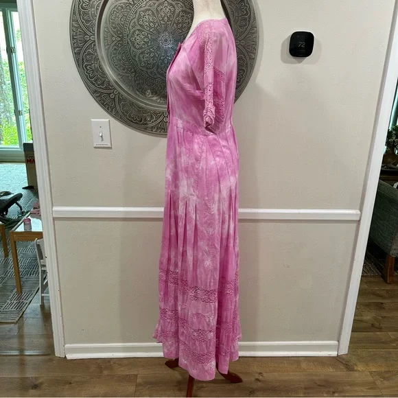 LoveShackFancy Edie pink maxi dress with lace accents - size M - Picture 11 of 14